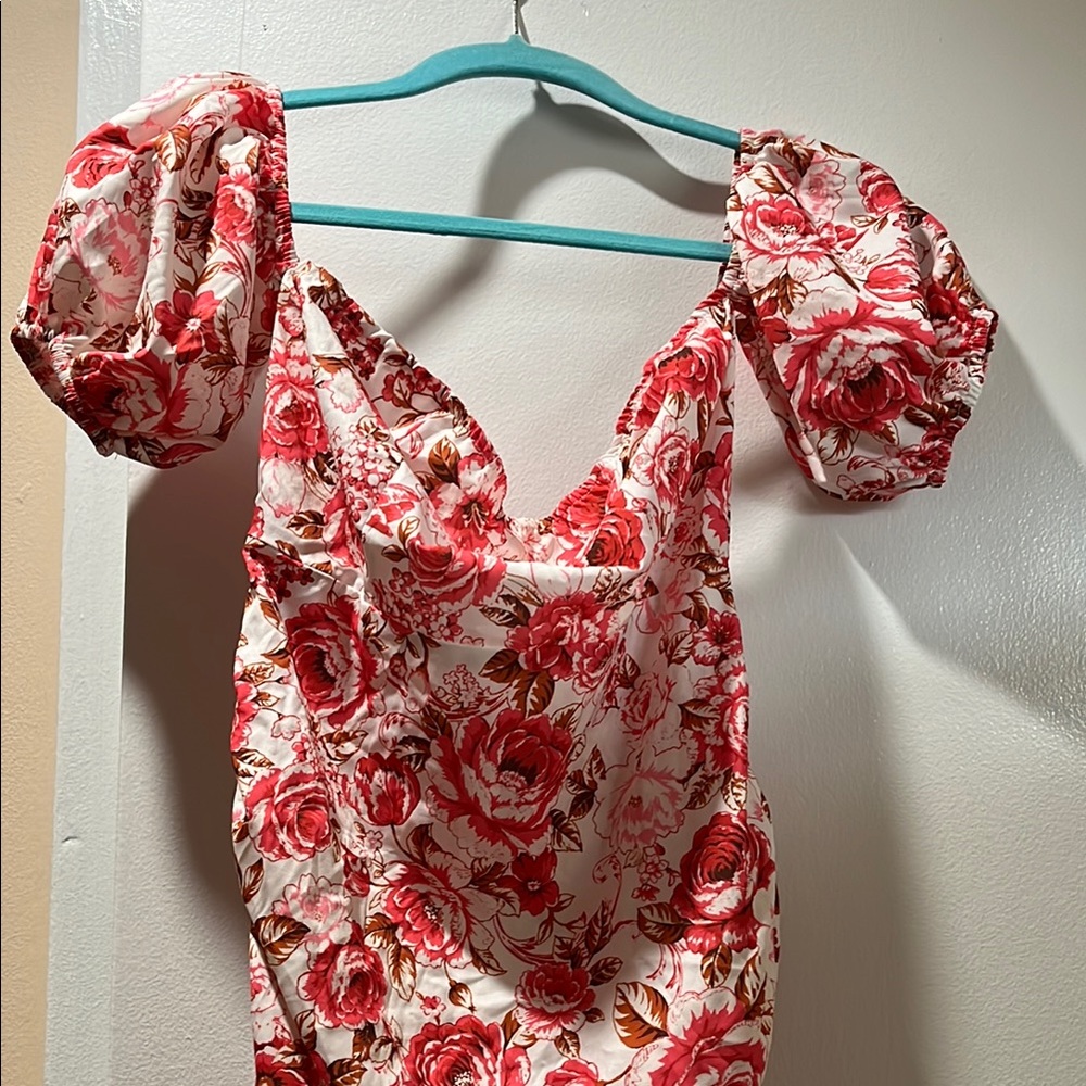 SHEIN Red Floral Mini Dress